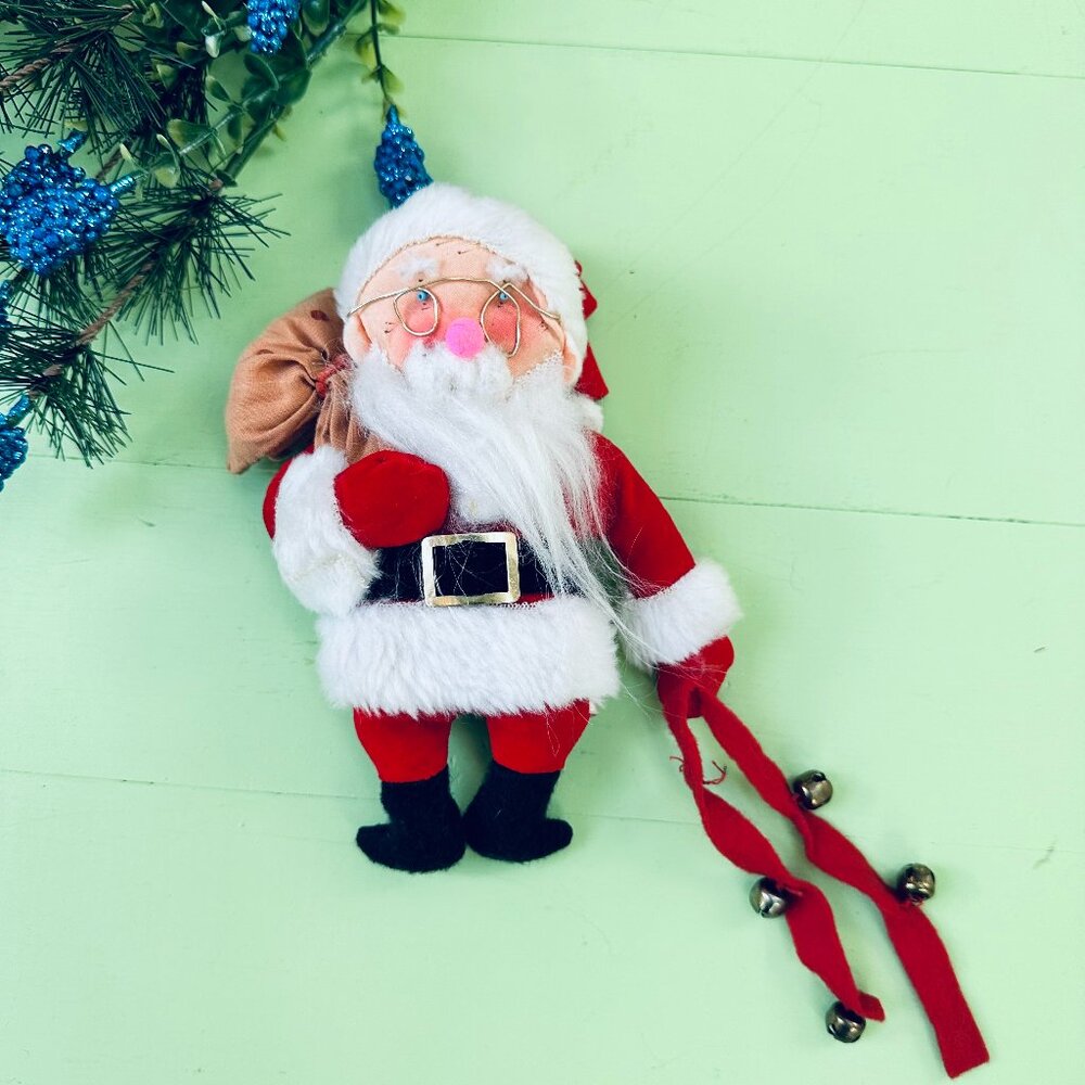 Vintage Retired Kurt Adler Plush Santa Figure Y2K Christmas Decor 6.5"